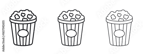 Popcorn icon logo black pictogram set. Graphic simple vector icon