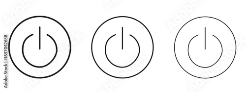 Power icon logo black pictogram set. Graphic simple vector icon