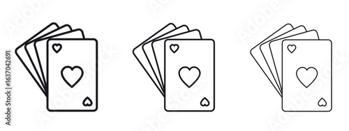 Playing cards icon logo black pictogram set. Graphic simple vector icon