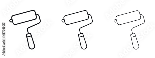 Paint roller icon logo black pictogram set. Graphic simple vector icon