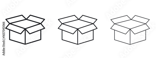 Open box icon logo black pictogram set. Graphic simple vector icon