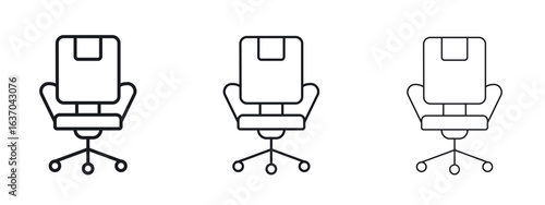 Office chair icon logo black pictogram set. Graphic simple vector icon