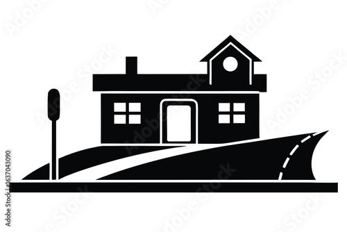 motel roadside vector icon