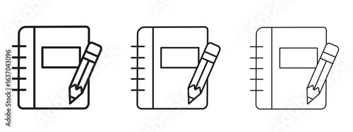 Notebook icon logo black pictogram set. Graphic simple vector icon