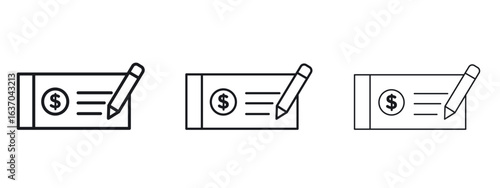 Money check icon logo black pictogram set. Graphic simple vector icon