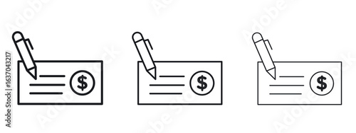 Money check icon logo black pictogram set. Graphic simple vector icon
