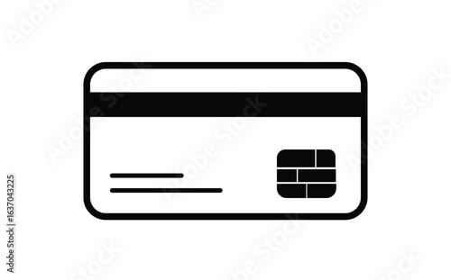 Minimalist Credit Card Icon with Chip – Clean ATM & Debit Card Vector, Transparent Background