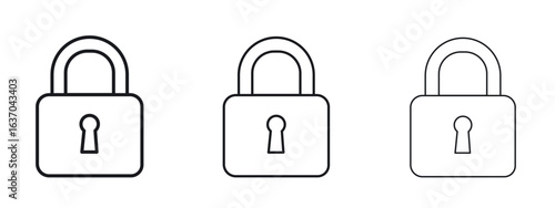 Lock icon logo black pictogram set. Graphic simple vector icon