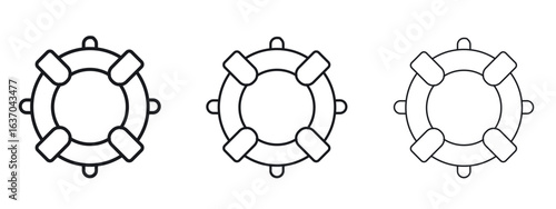 Life buoy icon logo black pictogram set. Graphic simple vector icon