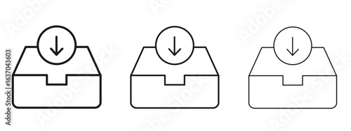 Inbox icon logo black pictogram set. Graphic simple vector icon