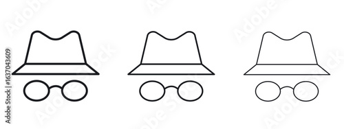 Incognito icon logo black pictogram set. Graphic simple vector icon