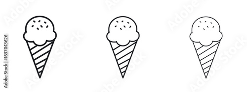 Ice cream icon logo black pictogram set. Graphic simple vector icon