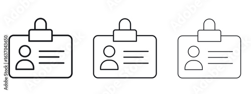 ID badge icon logo black pictogram set. Graphic simple vector icon