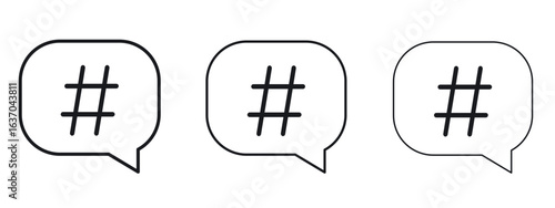 Hashtag icon logo black pictogram set. Graphic simple vector icon