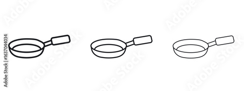 Frying pan icon logo black pictogram set. Graphic simple vector icon