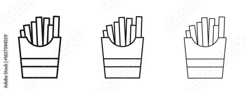 French-fries icon logo black pictogram set. Graphic simple vector icon