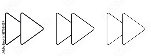 Forward icon logo black pictogram set. Graphic simple vector icon