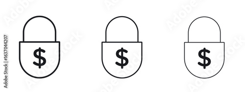 Fixed price icon logo black pictogram set. Graphic simple vector icon