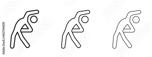 Fitness exercise icon logo black pictogram set. Graphic simple vector icon