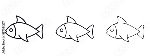 Fish icon logo black pictogram set. Graphic simple vector icon