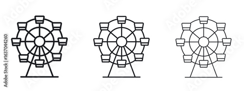 Ferris wheel icon logo black pictogram set. Graphic simple vector icon