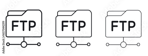FTP icon logo black pictogram set. Graphic simple vector icon
