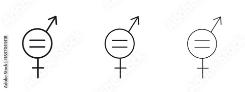 Equality icon logo black pictogram set. Graphic simple vector icon