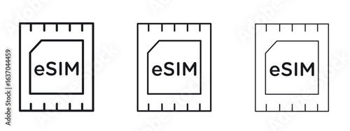 ESIM icon logo black pictogram set. Graphic simple vector icon