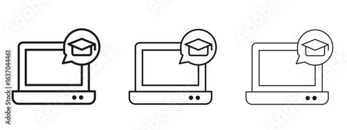 E learning icon logo black pictogram set. Graphic simple vector icon