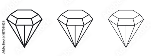 Diamond icon logo black pictogram set. Graphic simple vector icon