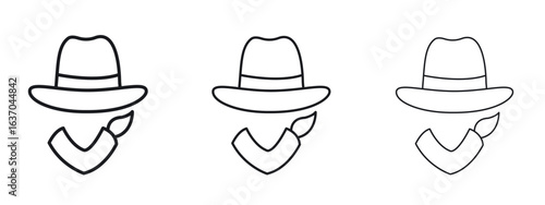 Cowboy icon logo black pictogram set. Graphic simple vector icon