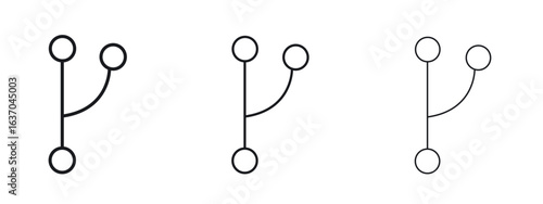 Code branch icon logo black pictogram set. Graphic simple vector icon