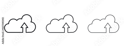Cloud upload icon logo black pictogram set. Graphic simple vector icon