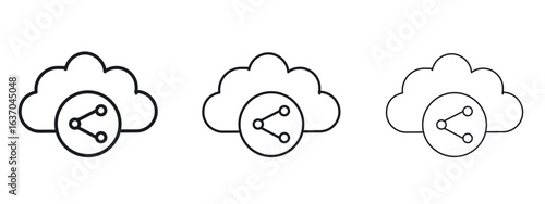 Cloud share icon logo black pictogram set. Graphic simple vector icon
