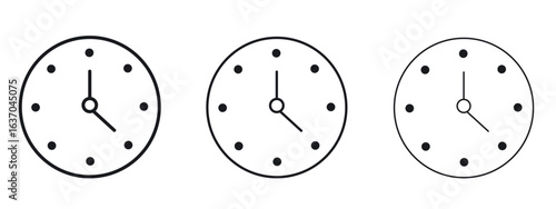 Clock-five icon logo black pictogram set. Graphic simple vector icon