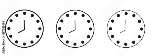 Clock two icon logo black pictogram set. Graphic simple vector icon