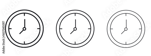 Clock icon logo black pictogram set. Graphic simple vector icon