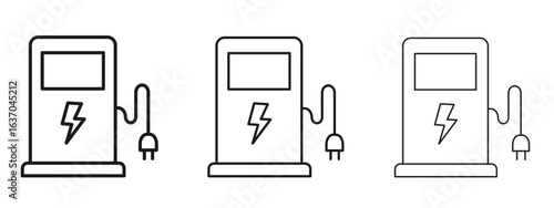 Charging station icon logo black pictogram set. Graphic simple vector icon