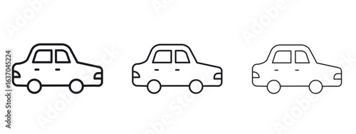 Car side view icon logo black pictogram set. Graphic simple vector icon