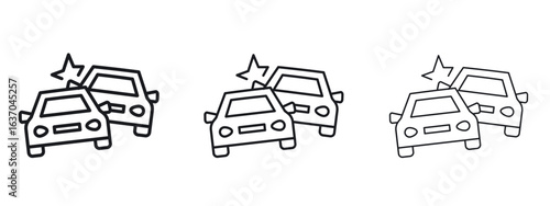 Car crash icon logo black pictogram set. Graphic simple vector icon