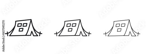 Camping icon logo black pictogram set. Graphic simple vector icon