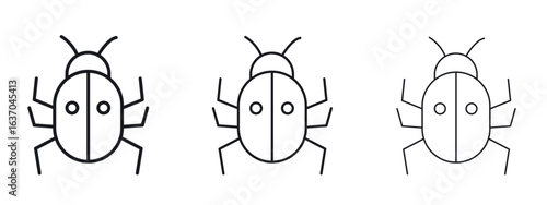 Bug icon logo black pictogram set. Graphic simple vector icon