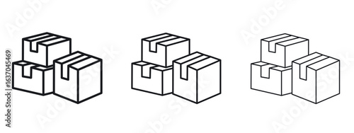 Boxes icon logo black pictogram set. Graphic simple vector icon