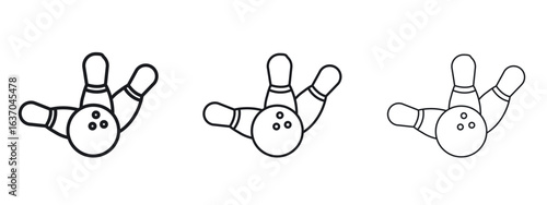 Bowling icon logo black pictogram set. Graphic simple vector icon