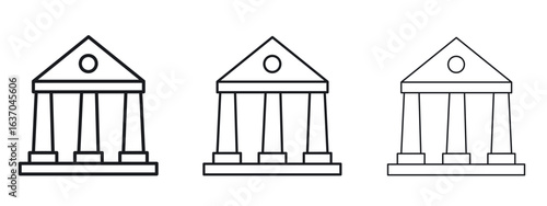 Bank icon logo black pictogram set. Graphic simple vector icon