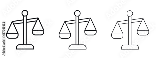 Balance scale icon logo black pictogram set. Graphic simple vector icon