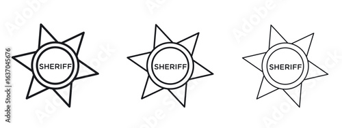 Badge Sheriff icon logo black pictogram set. Graphic simple vector icon