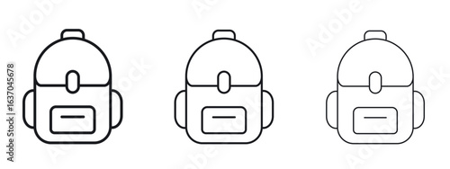 Backpack icon logo black pictogram set. Graphic simple vector icon