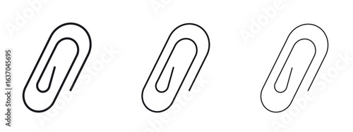 Attachment clip icon logo black pictogram set. Graphic simple vector icon