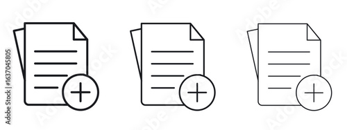 Add document icon logo black pictogram set. Graphic simple vector icon